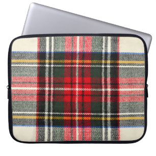 Schottisches Tartan-Muster. Rote und weiße Wolle k Laptopschutzhülle