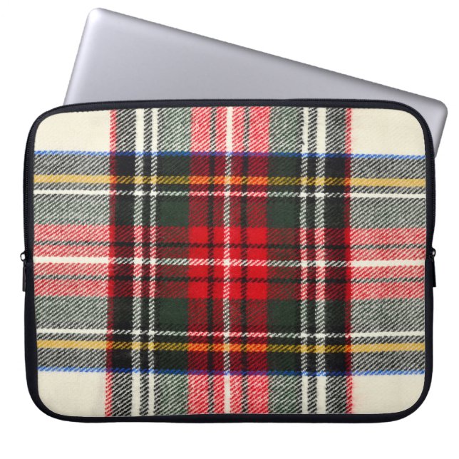 Schottisches Tartan-Muster. Rote und weiße Wolle k Laptopschutzhülle (Vorderseite)