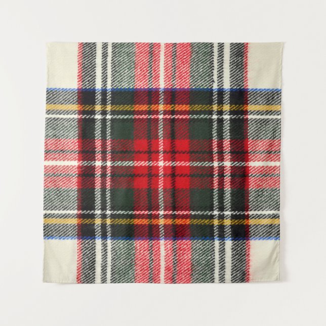 Schottisches Tartan-Muster. Rote und weiße Wolle k Wandteppich (Vorderseite)