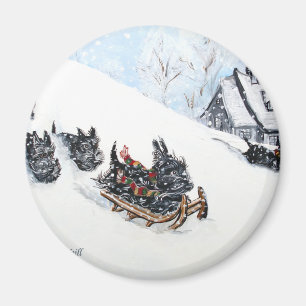 Schottisches Terrier Sledding Magnet