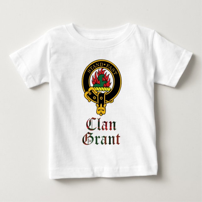 Schottisches Wappen Grants und Tartanclanname Baby T-shirt (Vorderseite)