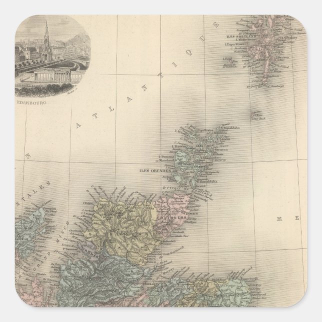 Schottland 4 quadratischer aufkleber (Vorderseite)