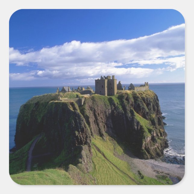 Schottland, Aberdeen. Dunnotar Castle. Quadratischer Aufkleber (Vorderseite)