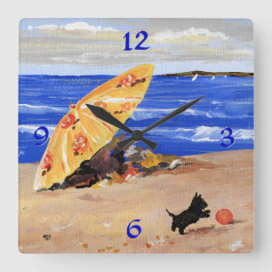 Schottland an der Stranduhr Quadratische Wanduhr