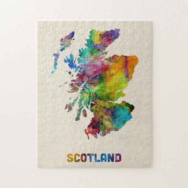 Schottland-Aquarell-Karte Puzzle (Vertikal)