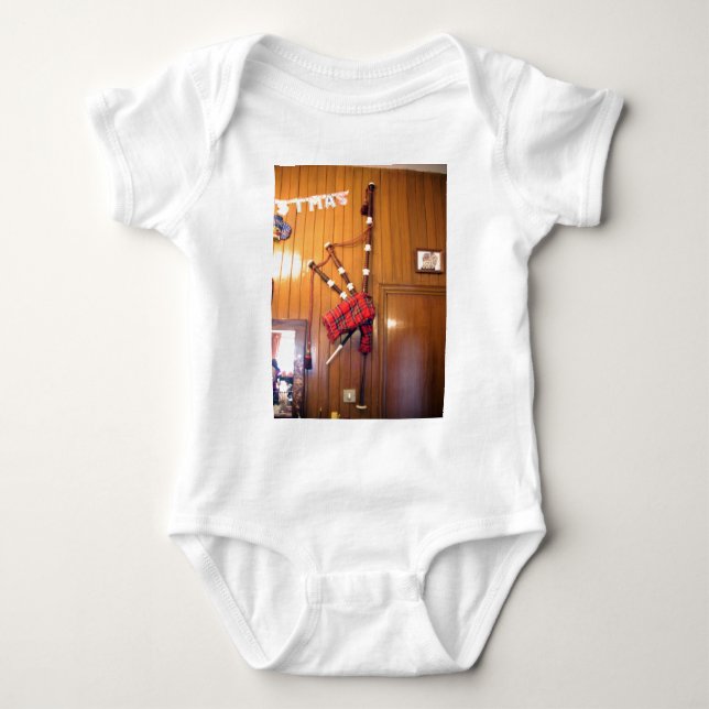 Schottland Bagpipe Tartan Kariertes Musikinstrumen Baby Strampler (Vorderseite)