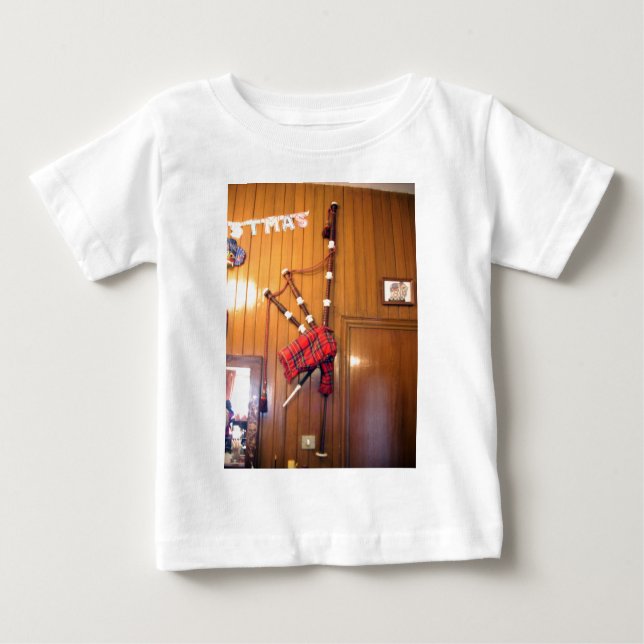 Schottland Bagpipe Tartan Kariertes Musikinstrumen Baby T-shirt (Vorderseite)