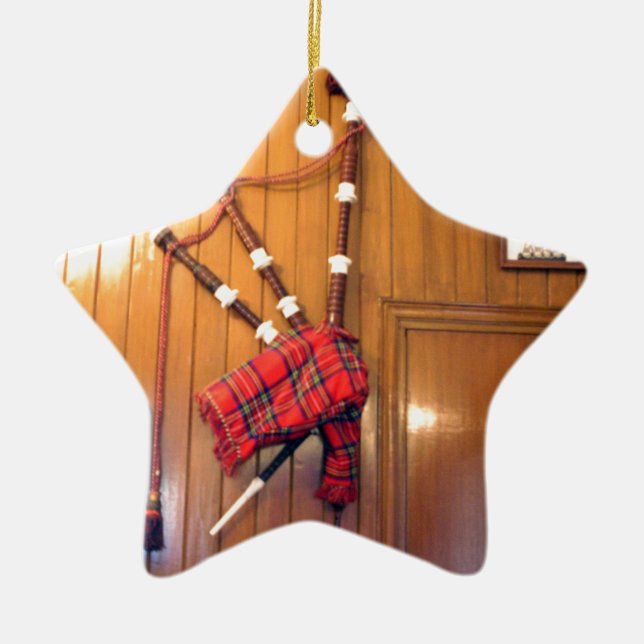 Schottland Bagpipe Tartan Kariertes Musikinstrumen Keramik Ornament (Vorne)