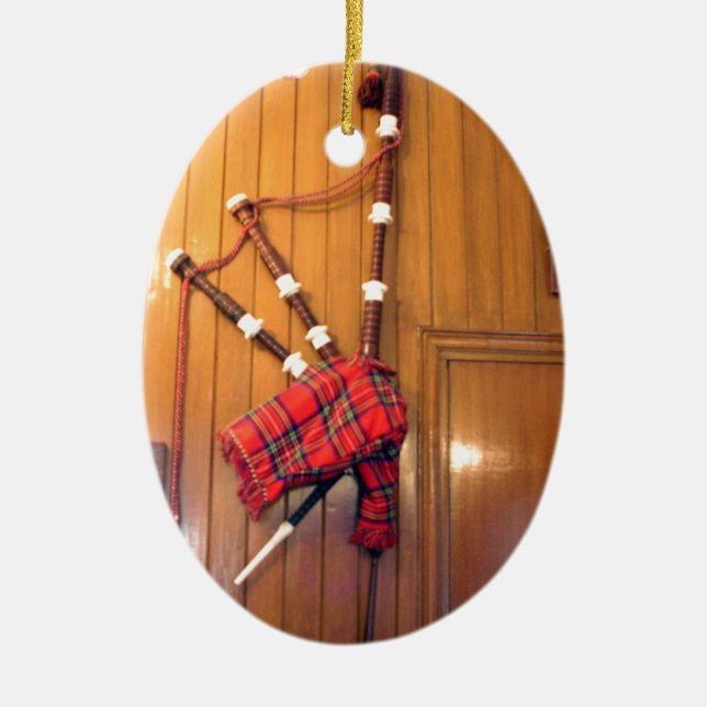 Schottland Bagpipe Tartan Kariertes Musikinstrumen Keramik Ornament (Vorne)