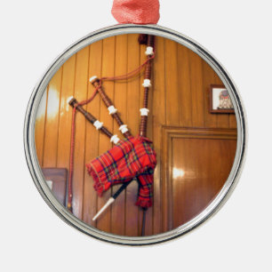 Schottland Bagpipe Tartan Kariertes Musikinstrumen Ornament Aus Metall