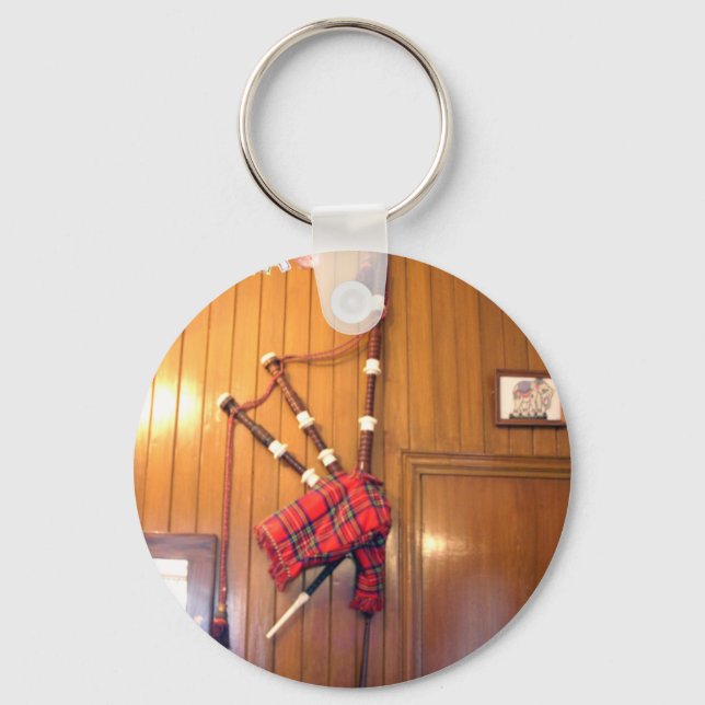 Schottland Bagpipe Tartan Kariertes Musikinstrumen Schlüsselanhänger (Vorderseite)