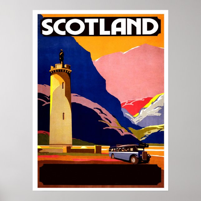 Schottland, Busreisen, Vintage-Plakat Poster (Vorne)