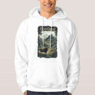 Schottland-Design: Hochland-Kuh, Burg und Landscha Hoodie