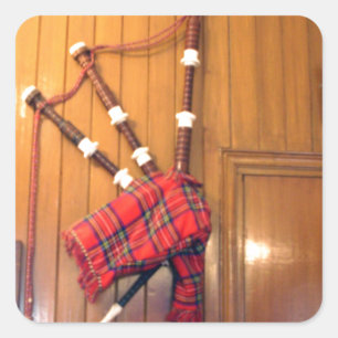 Schottland Dudelsack Tartan Plaid Musikinstrument Quadratischer Aufkleber