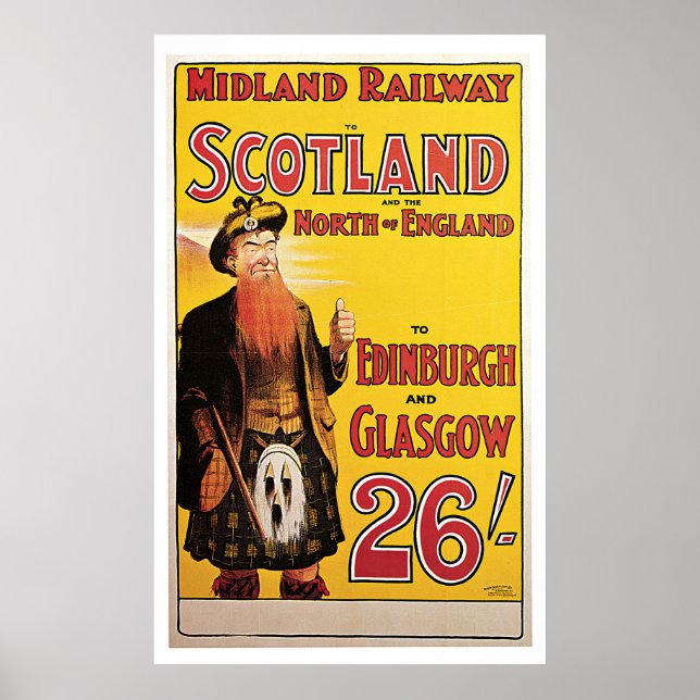 Schottland, England, Railway Vintage Travel Poster (Vorne)