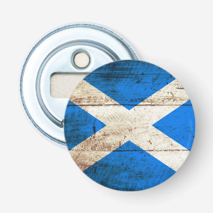 Schottland-Flagge auf altem hölzernem Korn Flaschenöffner
