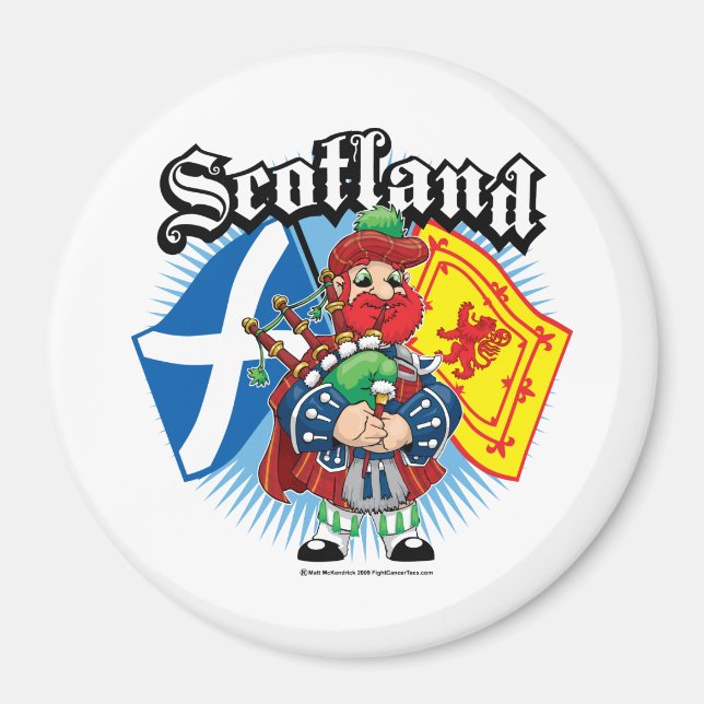 Schottland Flaggen und Piper Magnet (Vorne)