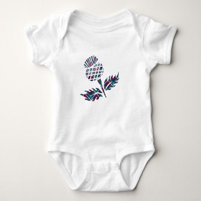 Schottland Geschenke Scottish Thistle Tartan Karie Baby Strampler (Vorderseite)