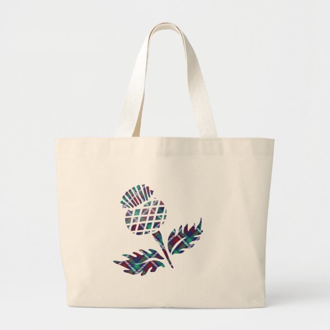 Schottland Geschenke Scottish Thistle Tartan Karie Jumbo Stoffbeutel (Vorne)