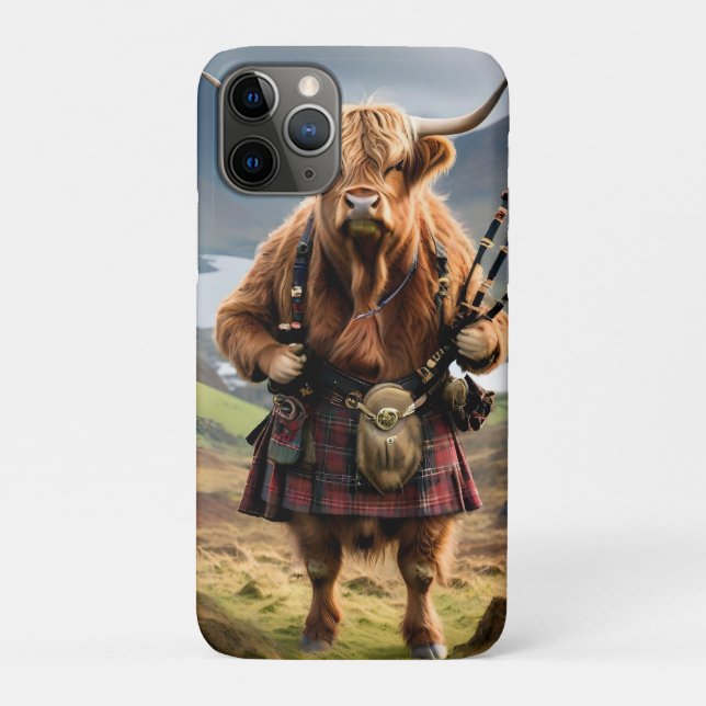 Schottland Highland Cow Bagpiper Case-Mate iPhone Hülle (Rückseite)