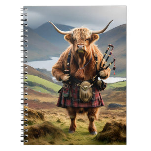 Schottland Highland Cow Bagpiper Notizblock