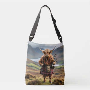 Schottland Highland Cow Bagpiper Tragetaschen Mit Langen Trägern