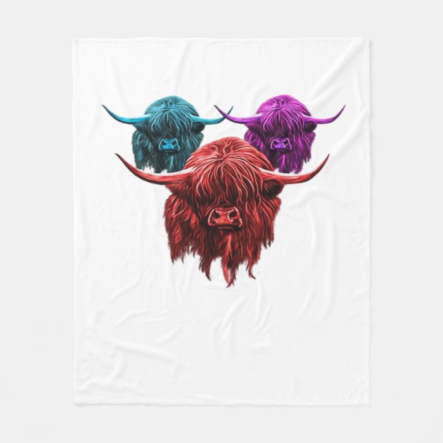 Schottland Highland Cow Colorful Herd Classic T-Sh Fleecedecke (Vorderseite)