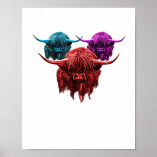 Schottland Highland Cow Colorful Herd Classic T-Sh Poster