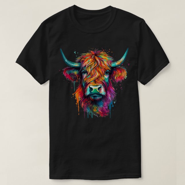 Schottland Highland Cow Face Highlander Cattle T-Shirt (Design vorne)