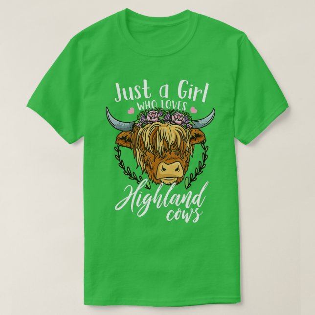 Schottland Highland Cow Just a Girl Who Lieben Hig T-Shirt (Design vorne)