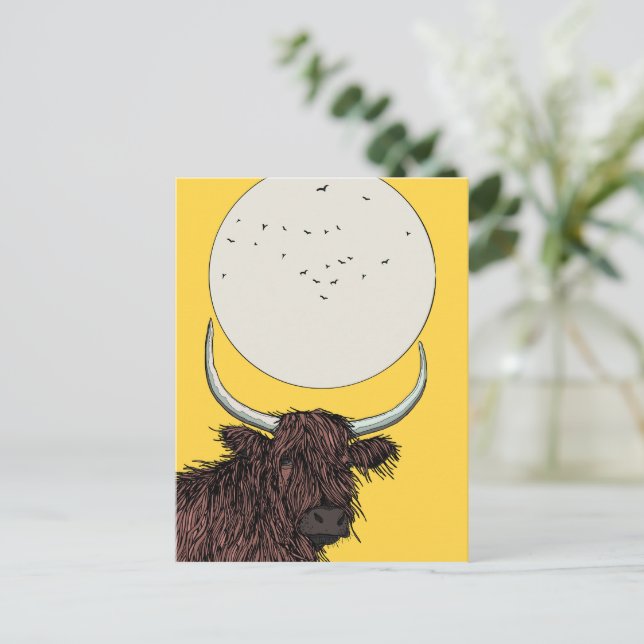 Schottland Highland Cow Postkarte (Stehend Vorderseite)