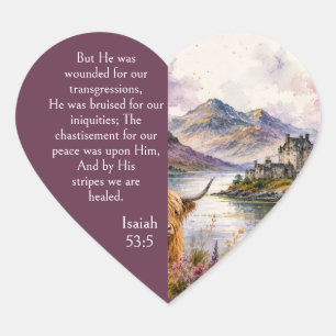 Schottland Highlands Ästhetik, Jesaja 53:5 Bibel Herz-Aufkleber