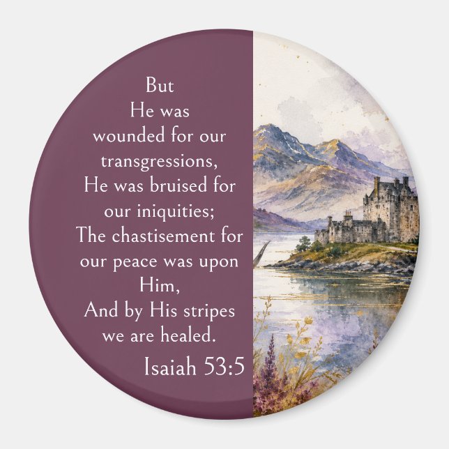 Schottland Highlands Ästhetik, Jesaja 53:5 Bibel Magnet (Vorne)