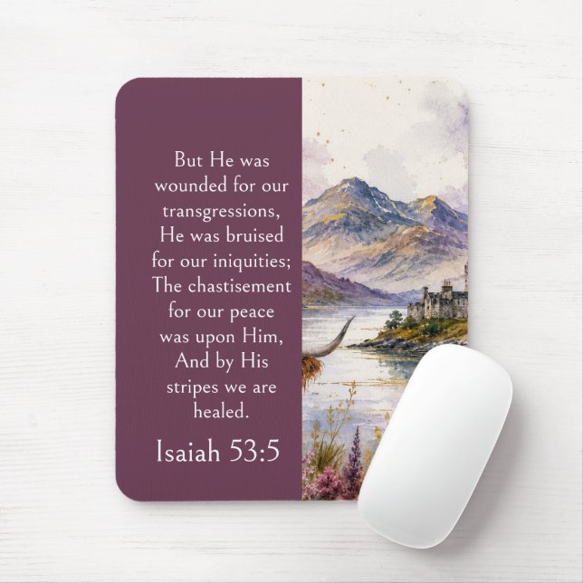 Schottland Highlands Ästhetik, Jesaja 53:5 Bibel Mousepad (Mit Mouse)
