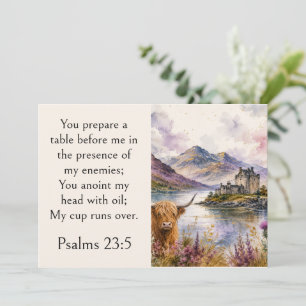 Schottland Highlands Ästhetik, Psalm 23:5 Schrift Dankeskarte