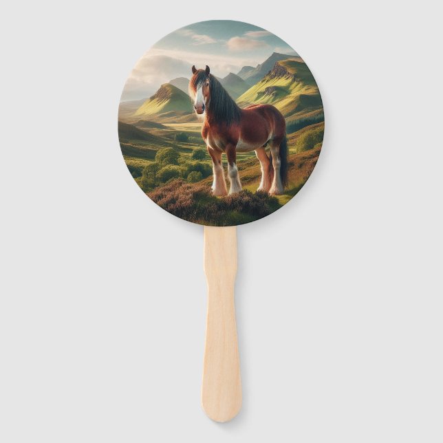 Schottland Highlands Clydesdale-Pferd Fächer (Vorderseite)