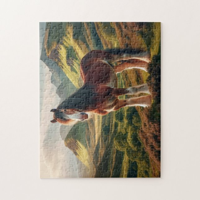 Schottland Highlands Clydesdale-Pferd Puzzle (Vertikal)