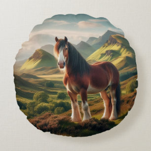 Schottland Highlands Clydesdale-Pferd Rundes Kissen