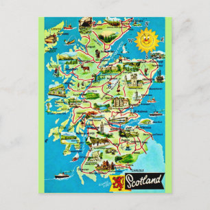Schottland Illustrierte Vintage Postkarte