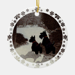 Schottland in Surreal Winter Night Keramik Ornament