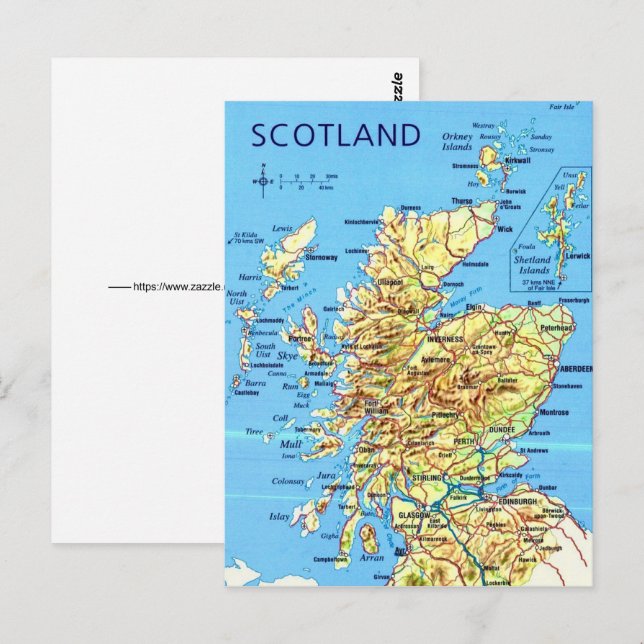 Schottland-Karte Postkarte (Vorne/Hinten)