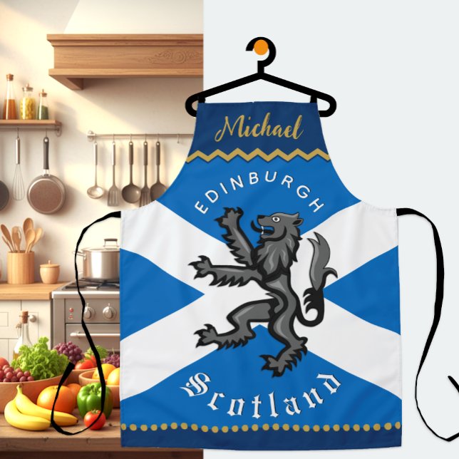Schottland Koch Schürze, Edinburgh, Schottische Fl Schürze (Scotland Apron, Scottish Flag & Rampant)