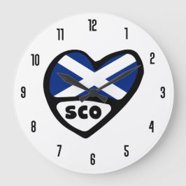 Schottland Ländercode SCO Flaggenherz Große Wanduhr