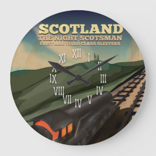 Schottland-Lokomotiven-Reiseposter Große Wanduhr