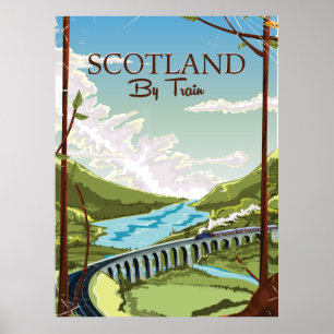 Schottland Mit Zuglokomotive Reiseplakat Poster
