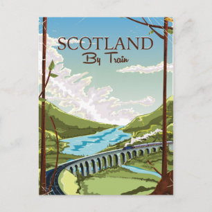 Schottland Mit Zuglokomotive Reiseplakat Postkarte