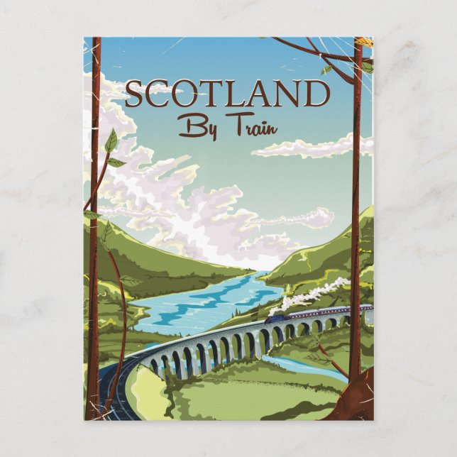 Schottland Mit Zuglokomotive Reiseplakat Postkarte (Vorderseite)