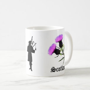 Schottland Piper-Silhouette, Nationale Blume Diste Kaffeetasse
