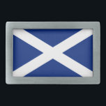 Schottland Rechteckige Gürtelschnalle<br><div class="desc">Dieses Design zeigt die Flagge Schottlands,  den schottischen Salreifen,  in patriotischem Blau und Weiß.</div>