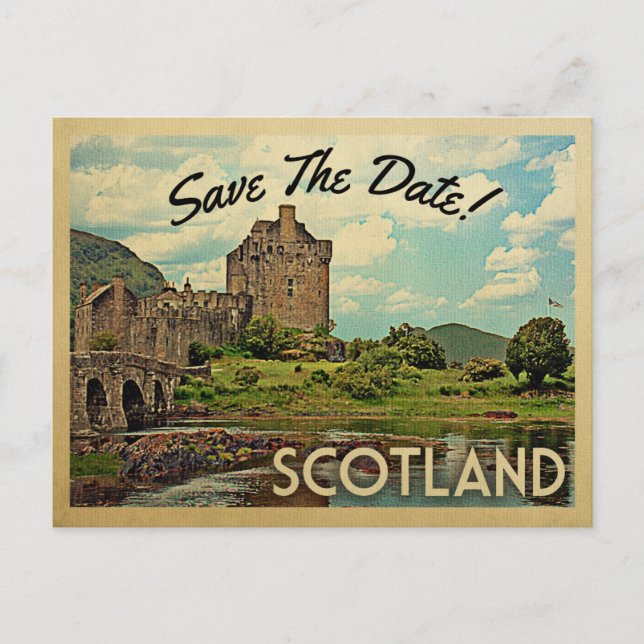 Schottland Save the Date Eilean Donan Castle Ankündigungspostkarte (Vorderseite)